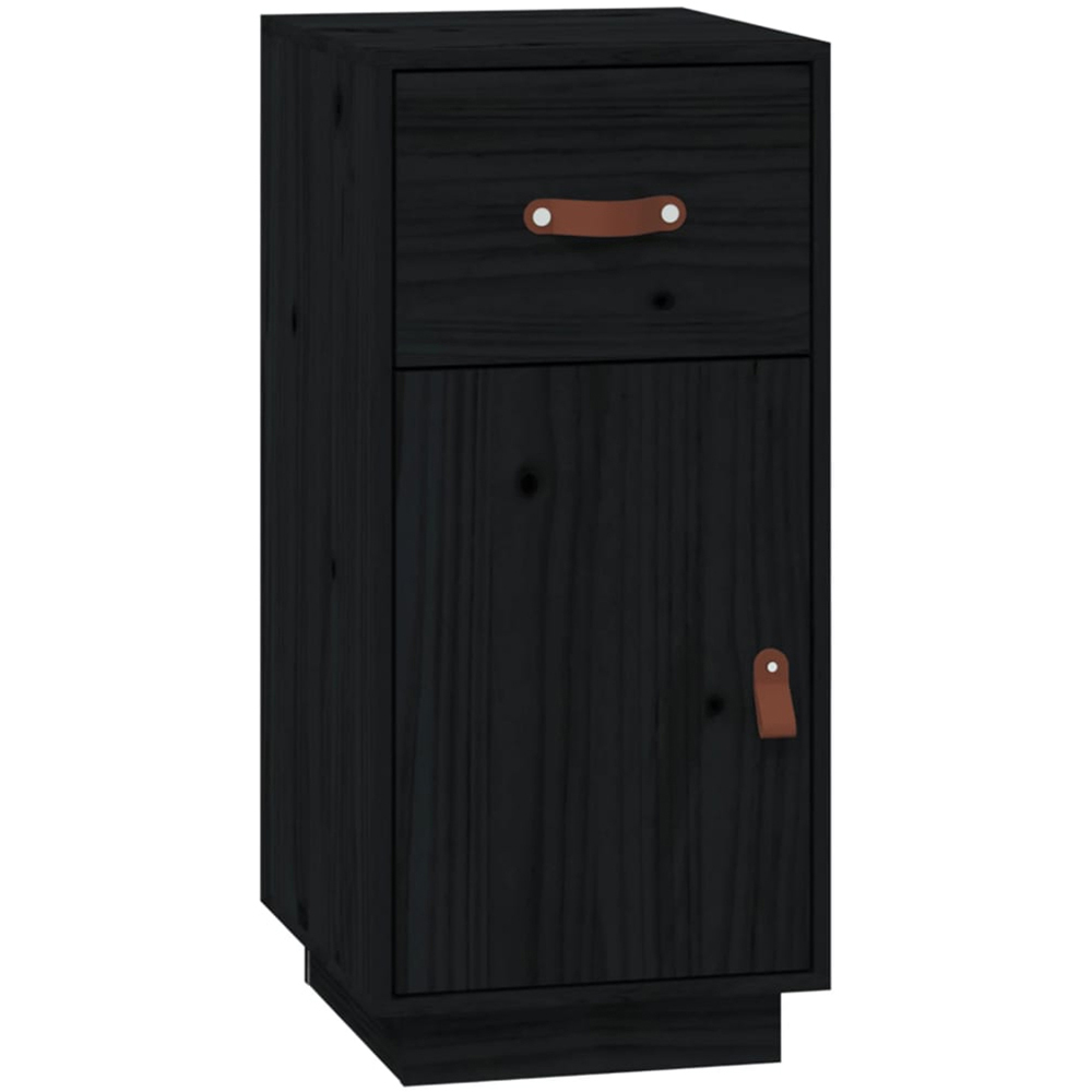 vidaXL Single Door Single Drawer Black Wooden Sideboard Image 2