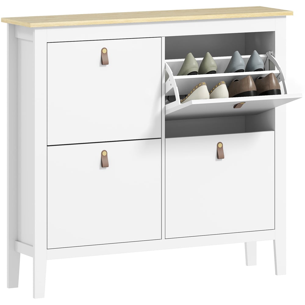 HOMCOM 4 Flip Down Drawer White Shoe Cabinet Image 2