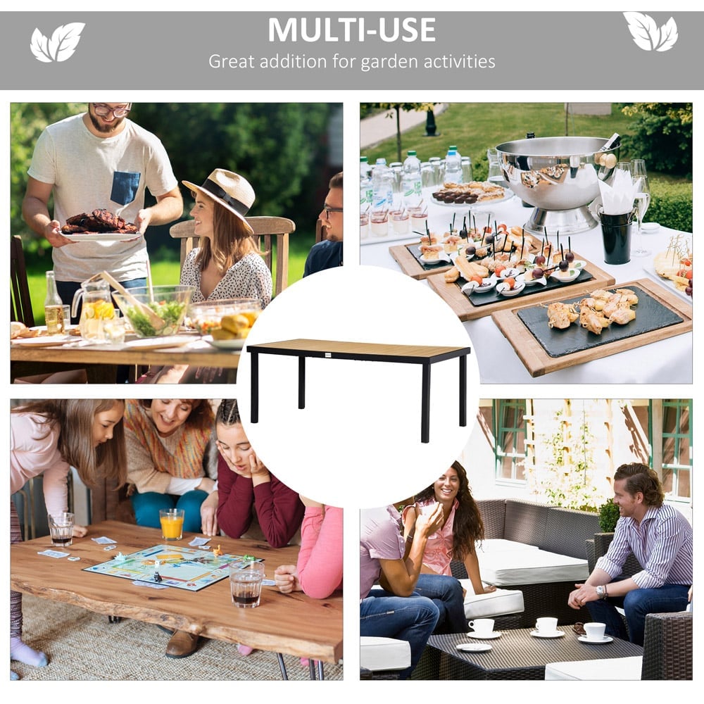 Outsunny Aluminium Frame 8 Seater Outdoor Dining Table Natural Image 7