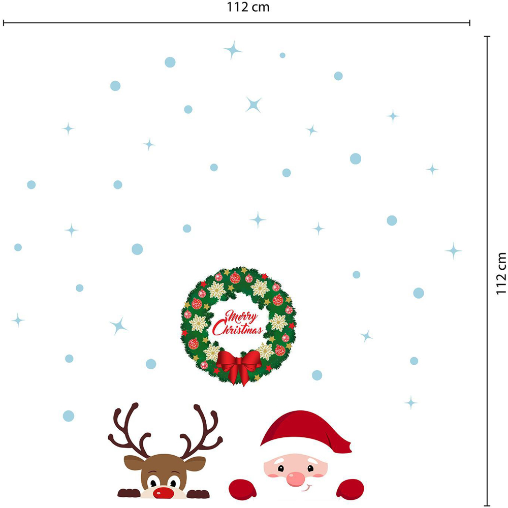 Walplus Peeking Santa and Rudolph with Christmas Garland Self Adhesive Wall Sticker 41 Piece Image 5