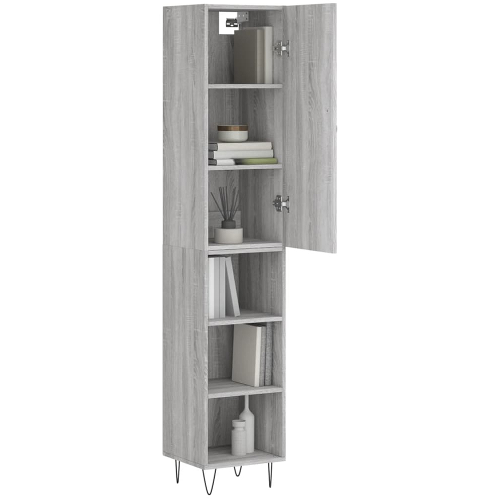 vidaXL Single Door 3 Shelf Grey Sonoma Highboard with Hairpin Legs Image 3