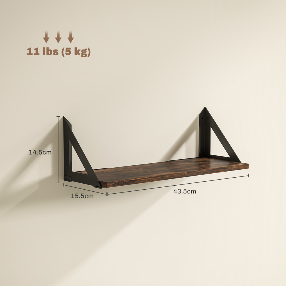 Portland Rustic Brown Vintage Wall Shelf 3 Pack Image 9