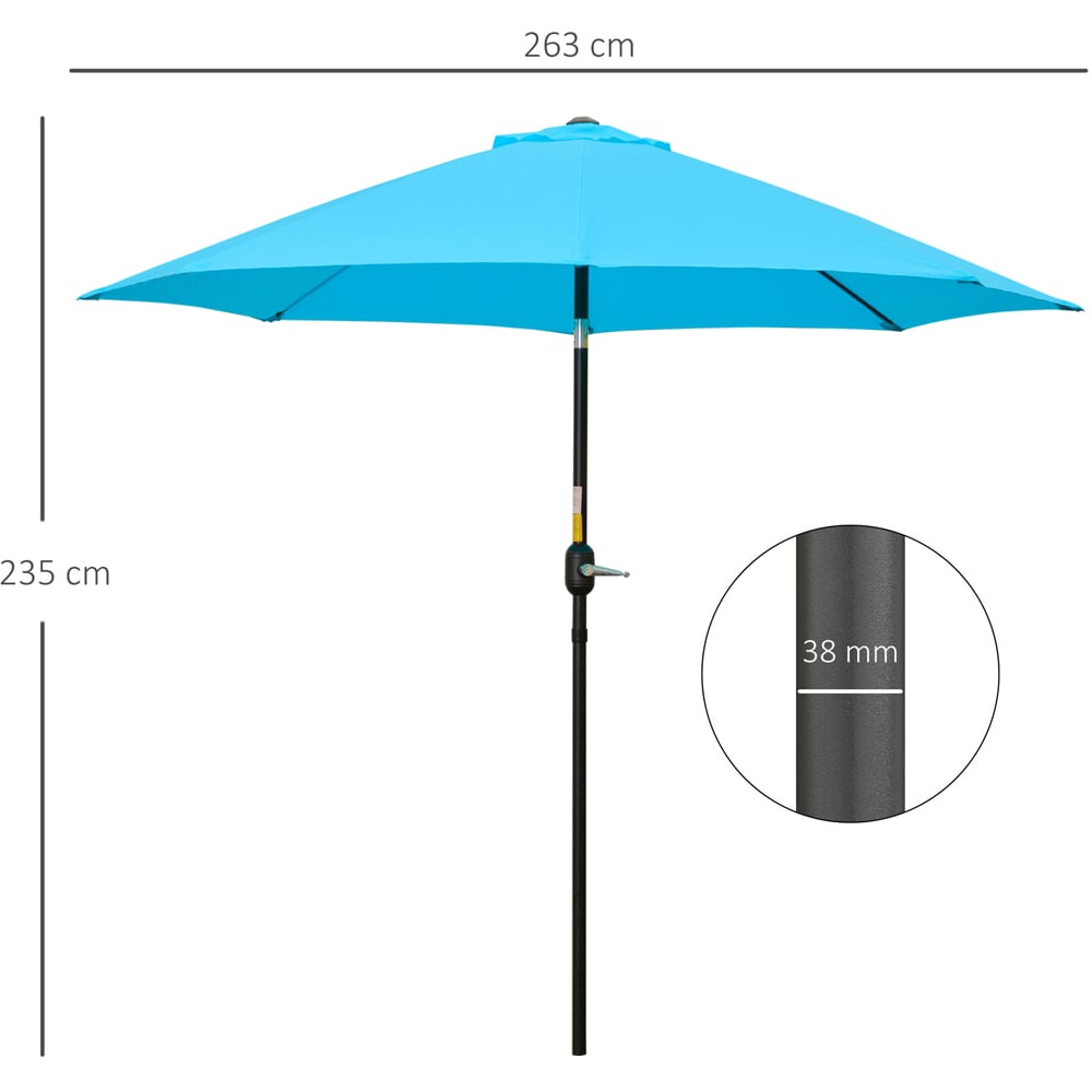 Outsunny Blue Crank and Tilt Parasol 2.6m Image 7