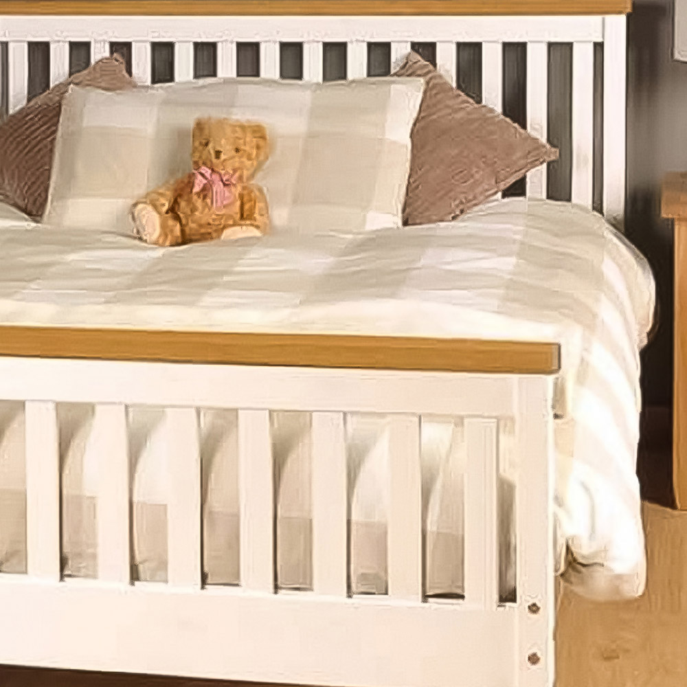 Brooklyn Single White and Caramel Wooden Bed Frame Image 2