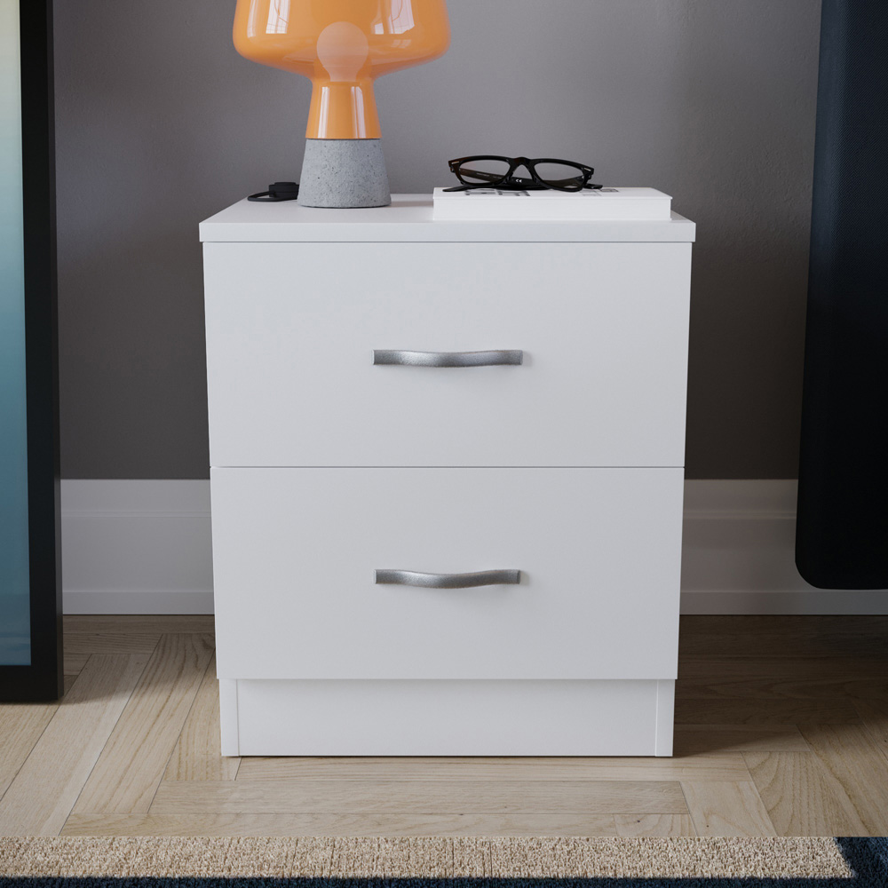 VIDA DESIGNS Riano White 3 Piece Narrow Bedroom Furniture Set Image 2