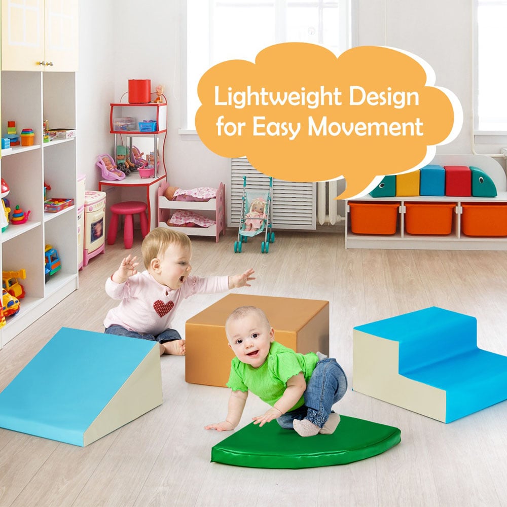 Costway Blue Toddler Climb and Crawl Foam Play Set 4 Piece Image 5