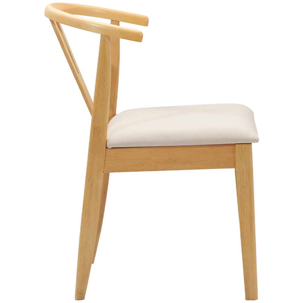 vidaXL Set of 2 Natural Rubberwood Dining Chairs Image 6