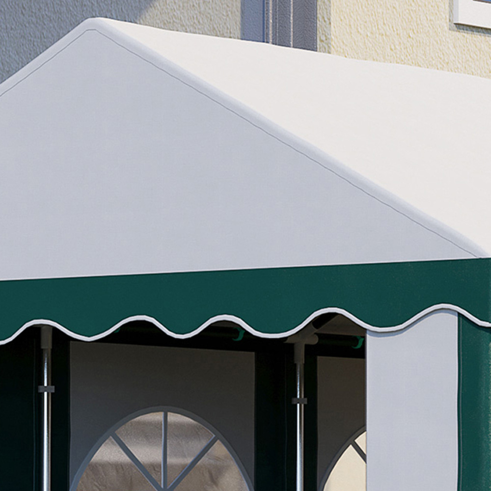 Outsunny 6 x 4m White and Green Marquee Party Tent with Sides Image 3
