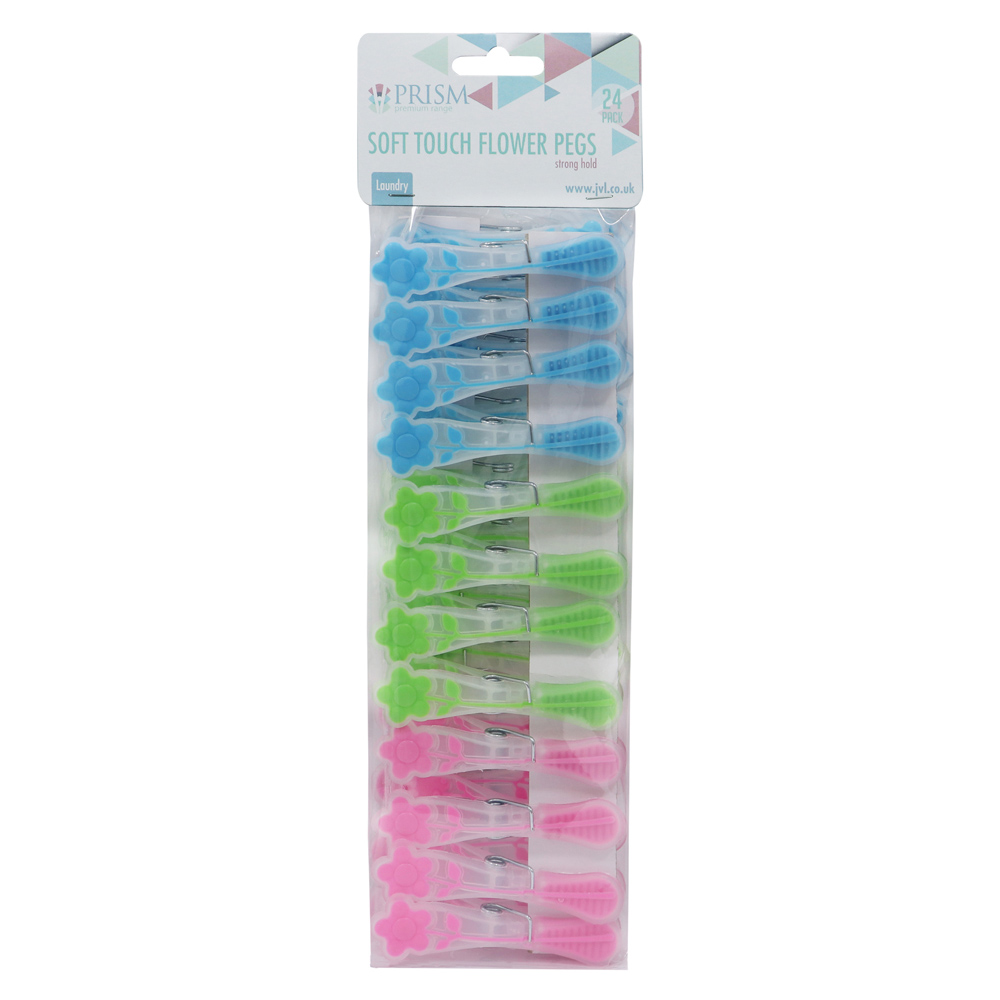 JVL Prism Soft Touch Flower Pegs and Peg Basket in Assorted Style 72 Pack Image 5