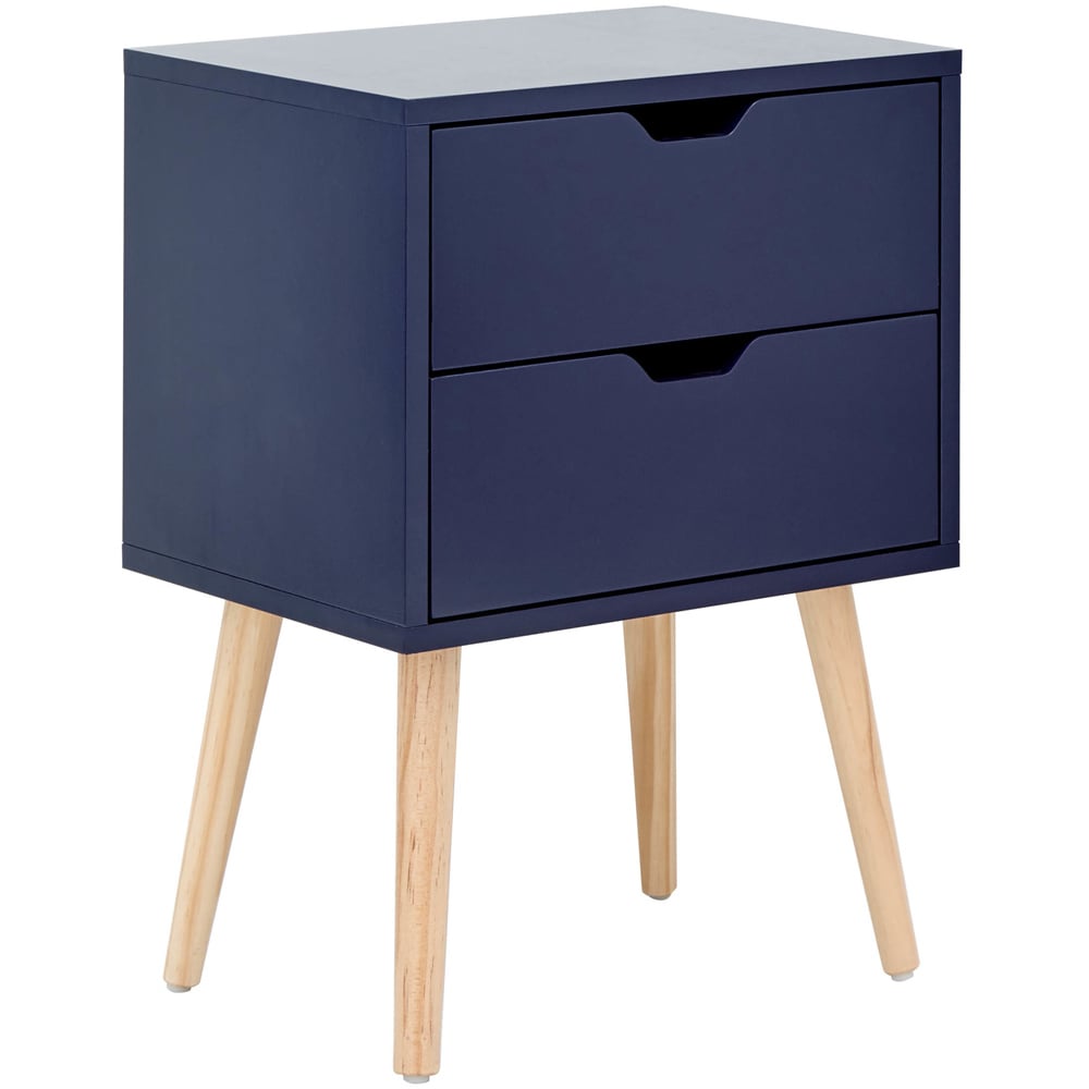 GFW Nyborg 2 Drawer Nightshadow Blue Bedside Table Image 3