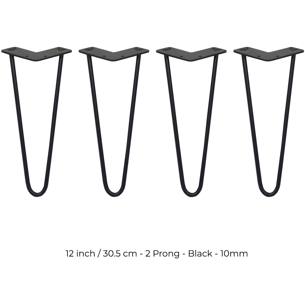 MonsterShop 2 Prong Black Hairpin Leg 305mm 4 Pack Image 5