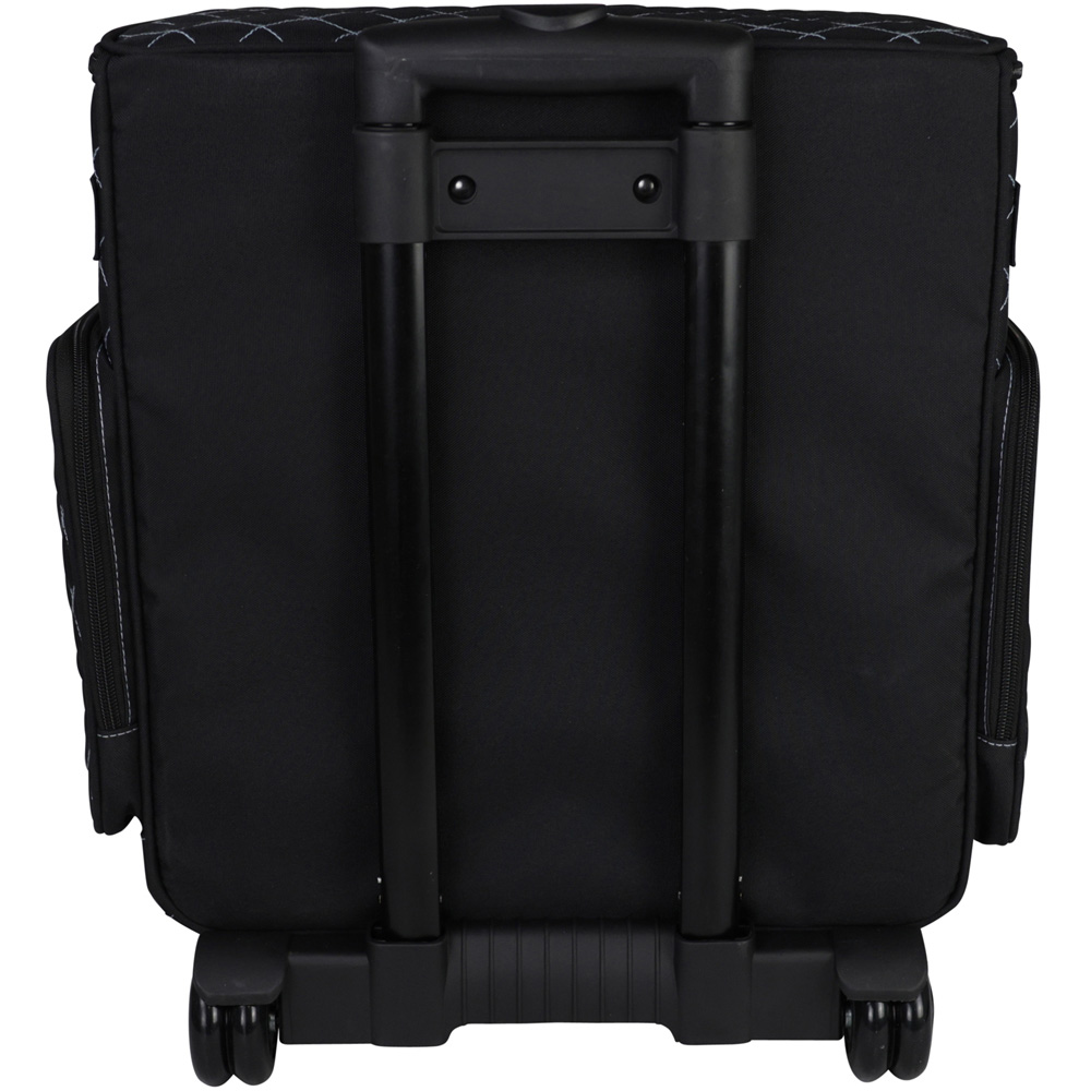 Everything Mary EVM13737-1 Quilted Black Blue Stitching Rolling Trolley Bag 35.6 x 20.3 x 38.7cm Image 5