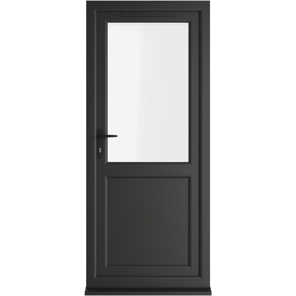 Crystal Black and White Half Glass RH Open Clear Double Glazed Door 890 x 2090mm Image 1
