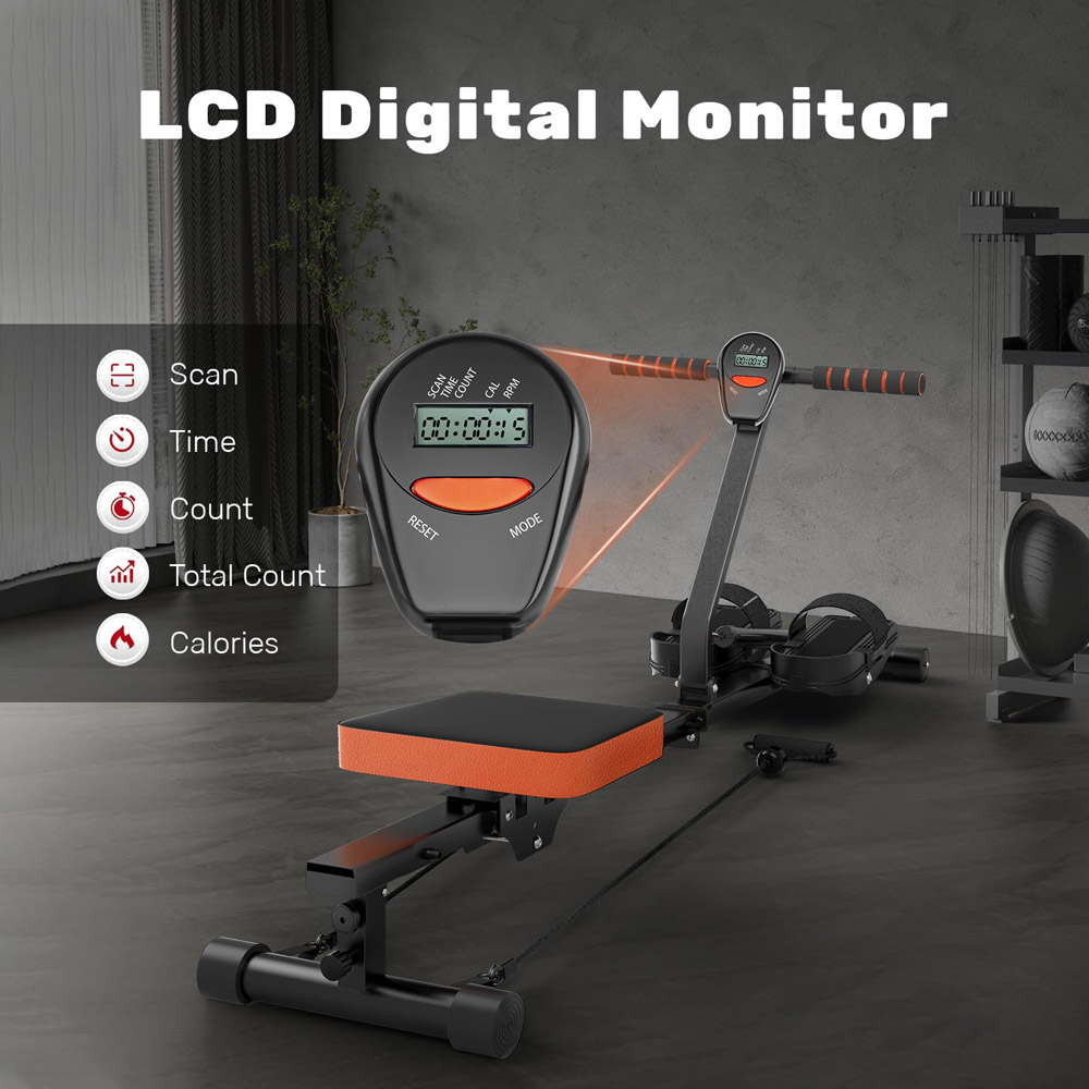 Rattrix Black 12-Level Resistance Hydraulic Rowing Machine Image 3