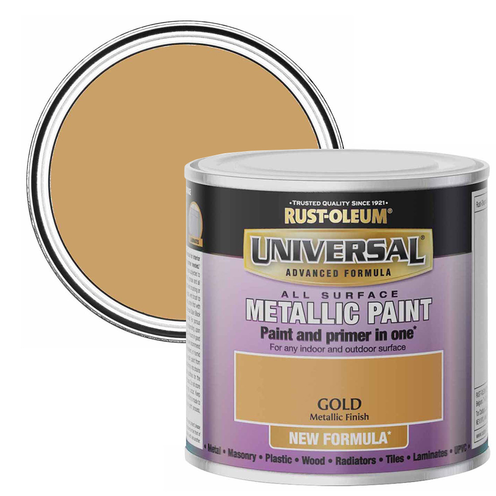 Rust-Oleum Universal Metallic Gold All Surface Paint 250ml Image 1