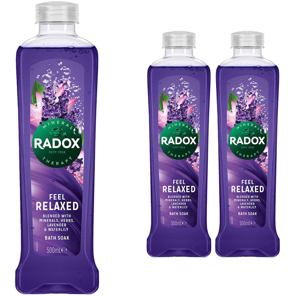 Radox 100% Nature Inspired Fragrance Feel Relaxed Bath Soak 500ml 3 Pack Image 1