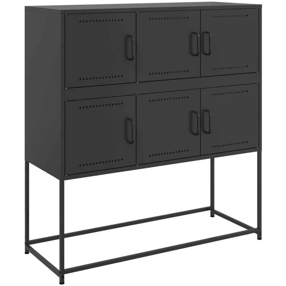vidaXL 6 Door Black Metal Sideboard Image 2