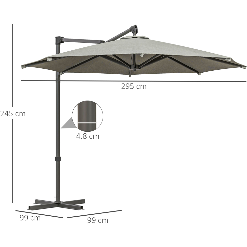 Outsunny Beige Crank and Tilt Cantilever Banana Parasol with Cross Base 3m Image 7