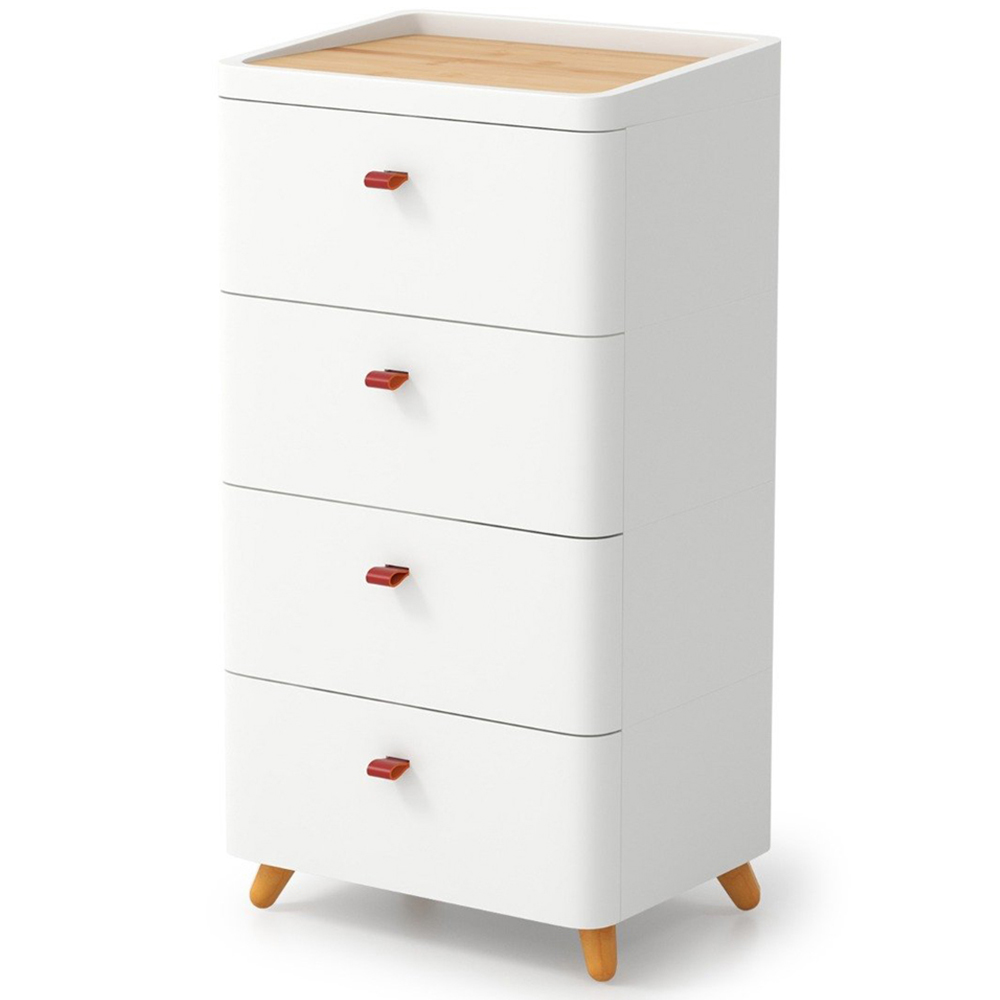 Costway 4 Drawer White Storage Cabinet with Removable Organizer Tray Image 2