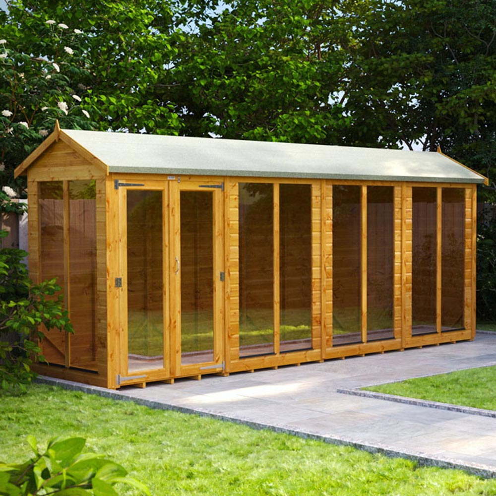 Power Sheds 16 x 4ft Double Door Apex Traditional Summerhouse Image 2