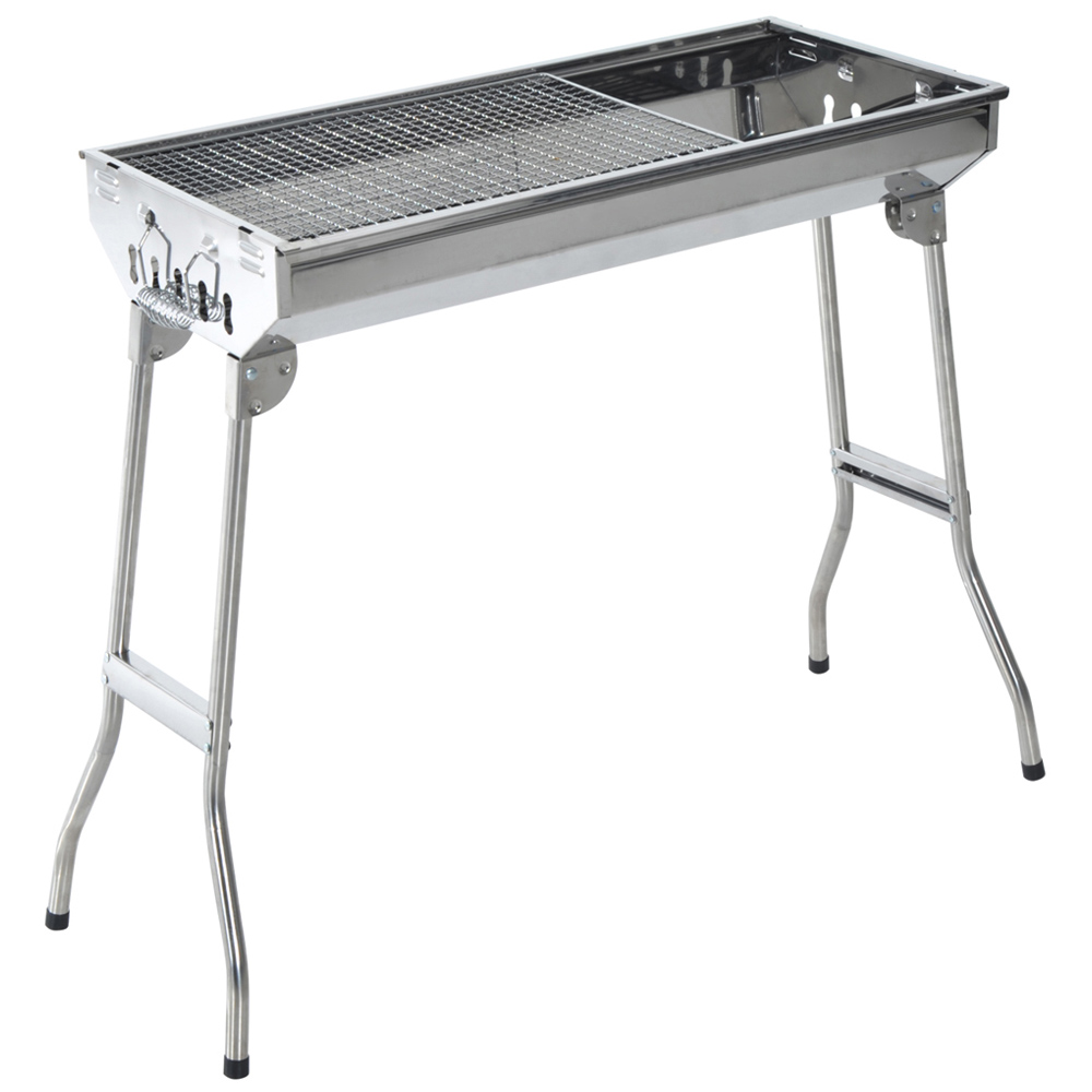 Outsunny Silver Foldable Charcoal Garden BBQ Grill Image 1