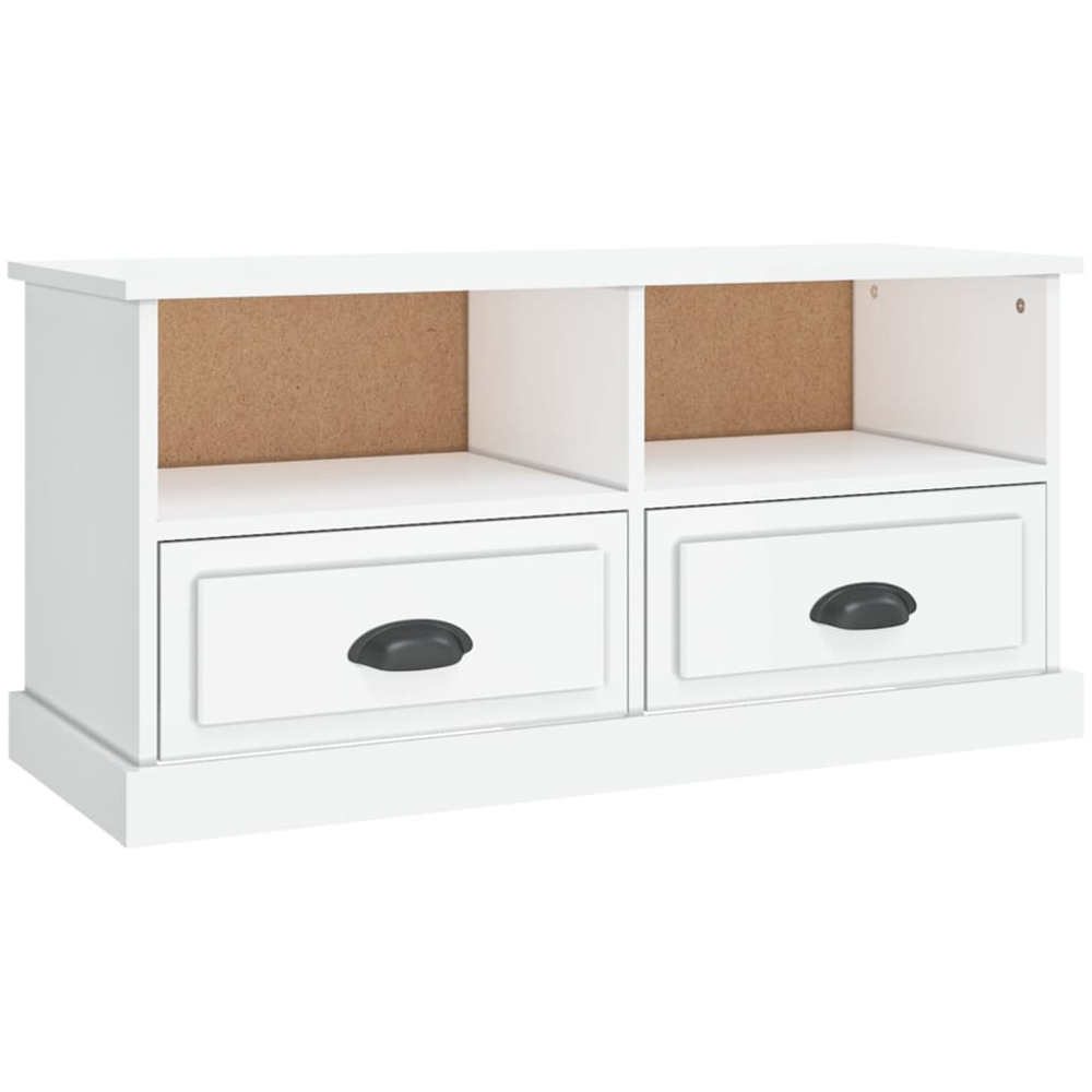 vidaXL 2 Drawer 2 Shelf High Gloss White TV Cabinet Image 2