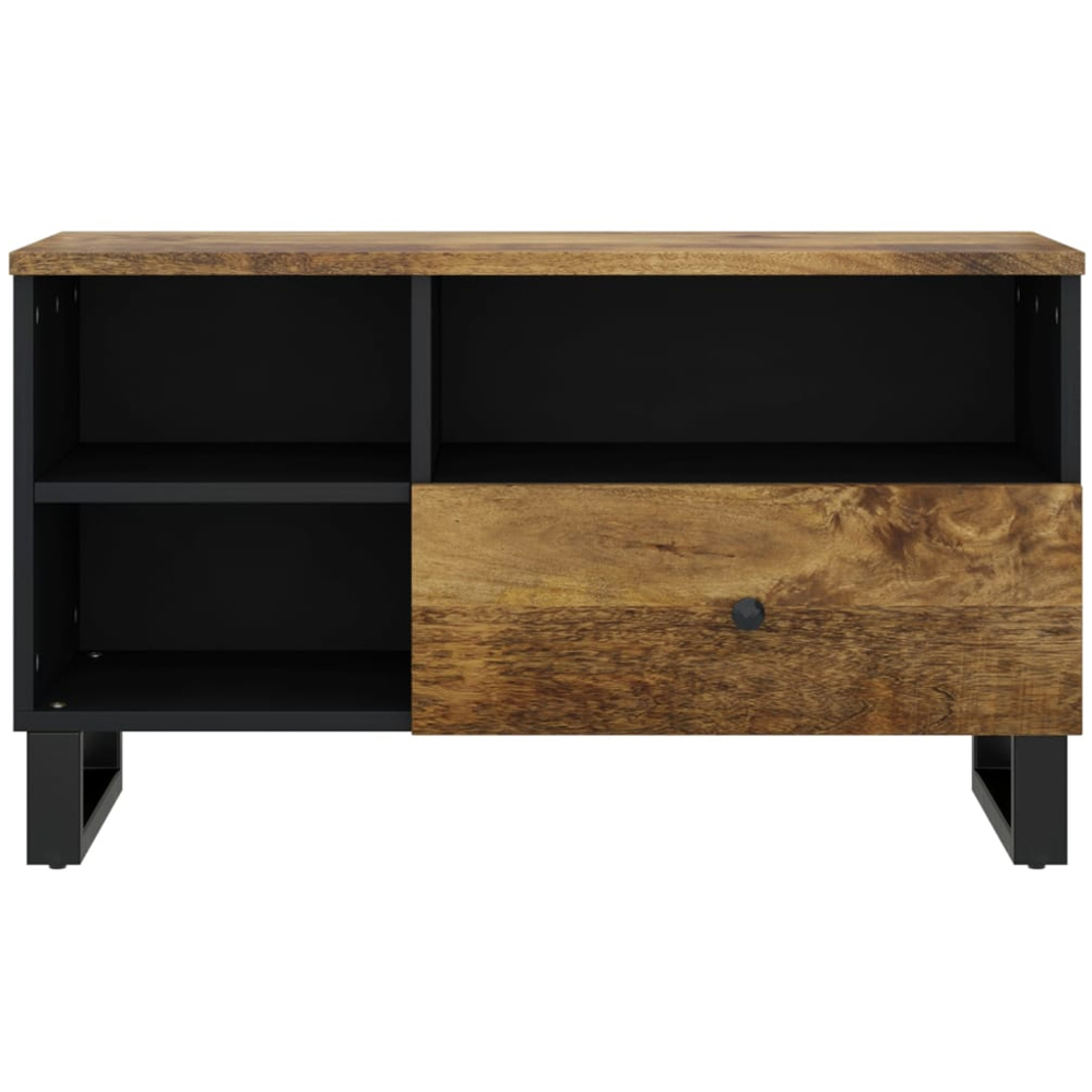 vidaXL Single Drawer 3 Shelf Honey Brown Solid Mango Wood TV Cabinet Image 4