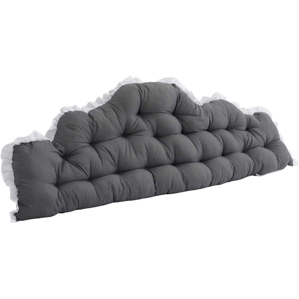 Living and Home Dark Grey Cloud Shaped Ruffle Soft Headboard Pillow 75 x 180cm Image 1