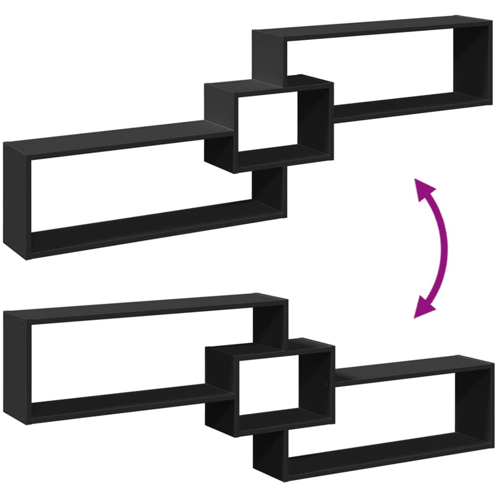 vidaXL 3 Shelf Black Modern Wall Cabinet Image 6