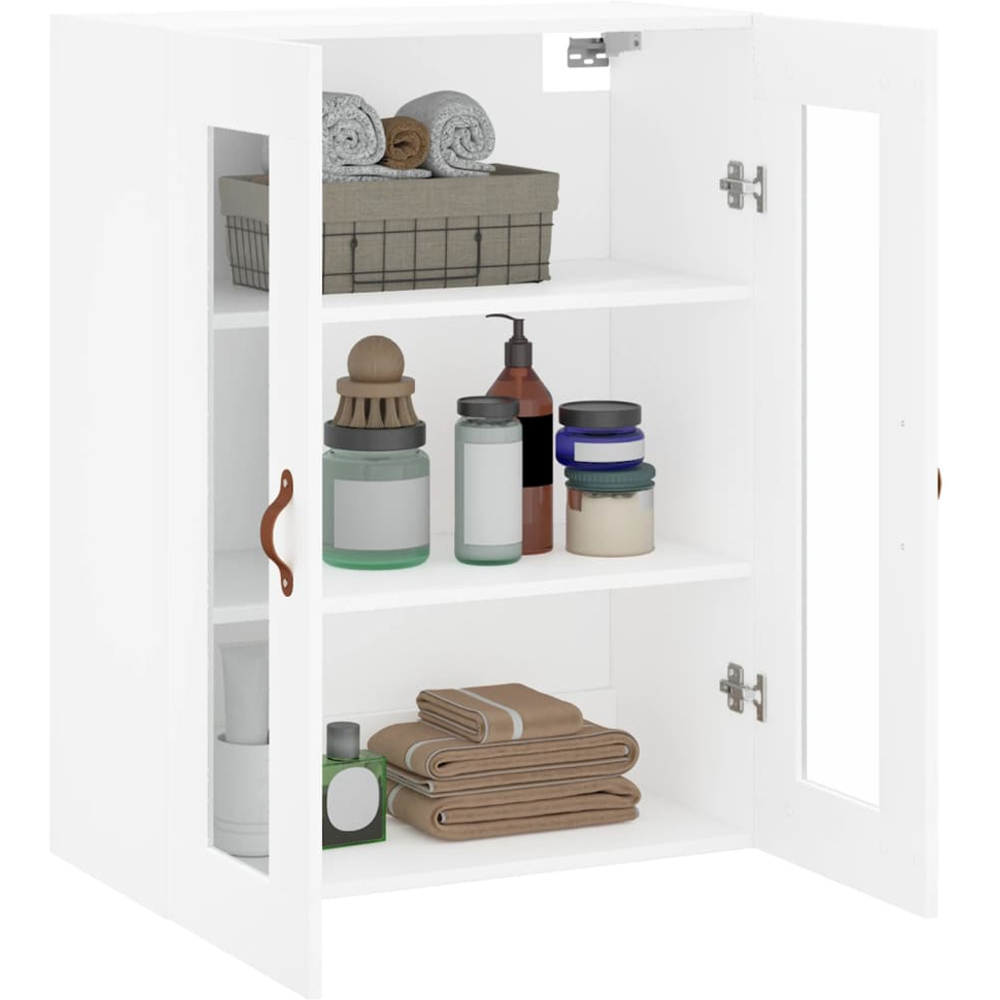 vidaXL 2 Glass Door White Wall Mounted Storage Cabinet Image 5
