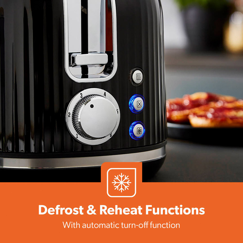 Geepas GBT36558UK-BK Black Fluted 2 Slice Toaster 1000W Image 4