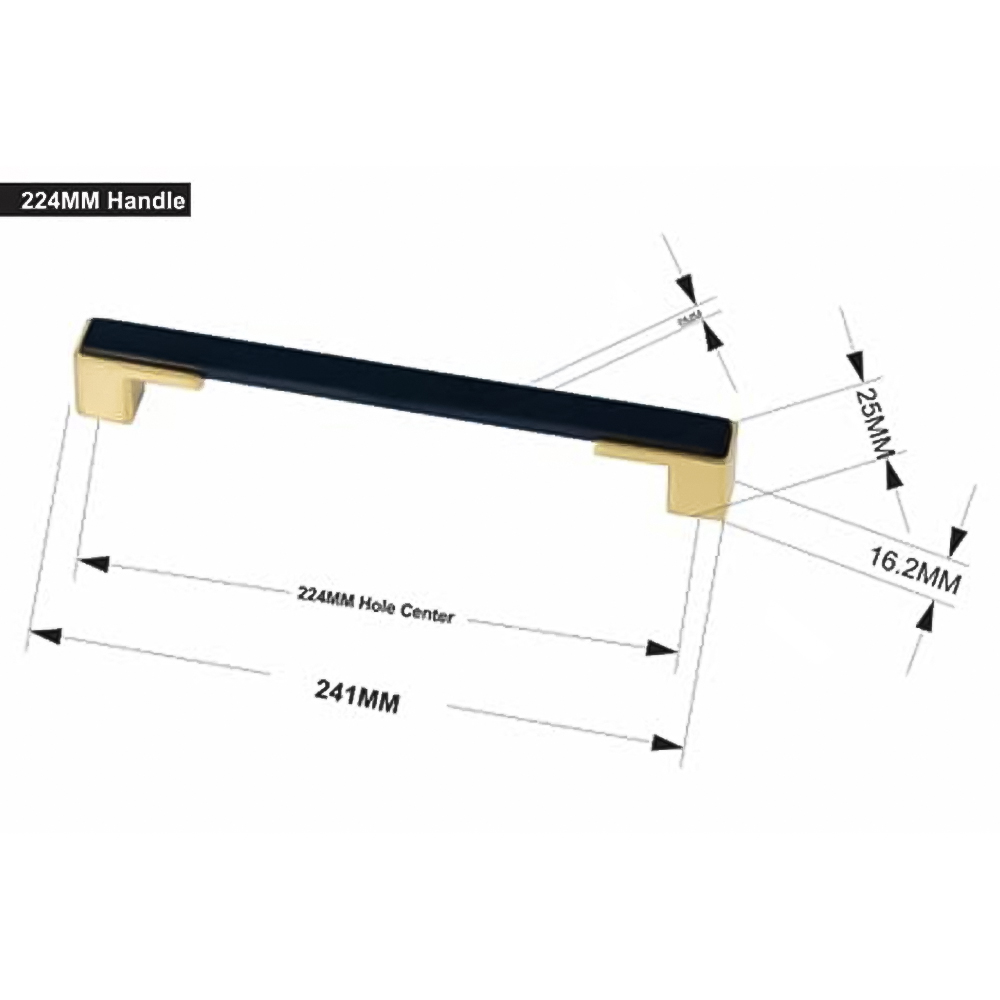 Golden Grace Black and Gold Gamma Cabinet Pull Handle Set 224mm Image 2