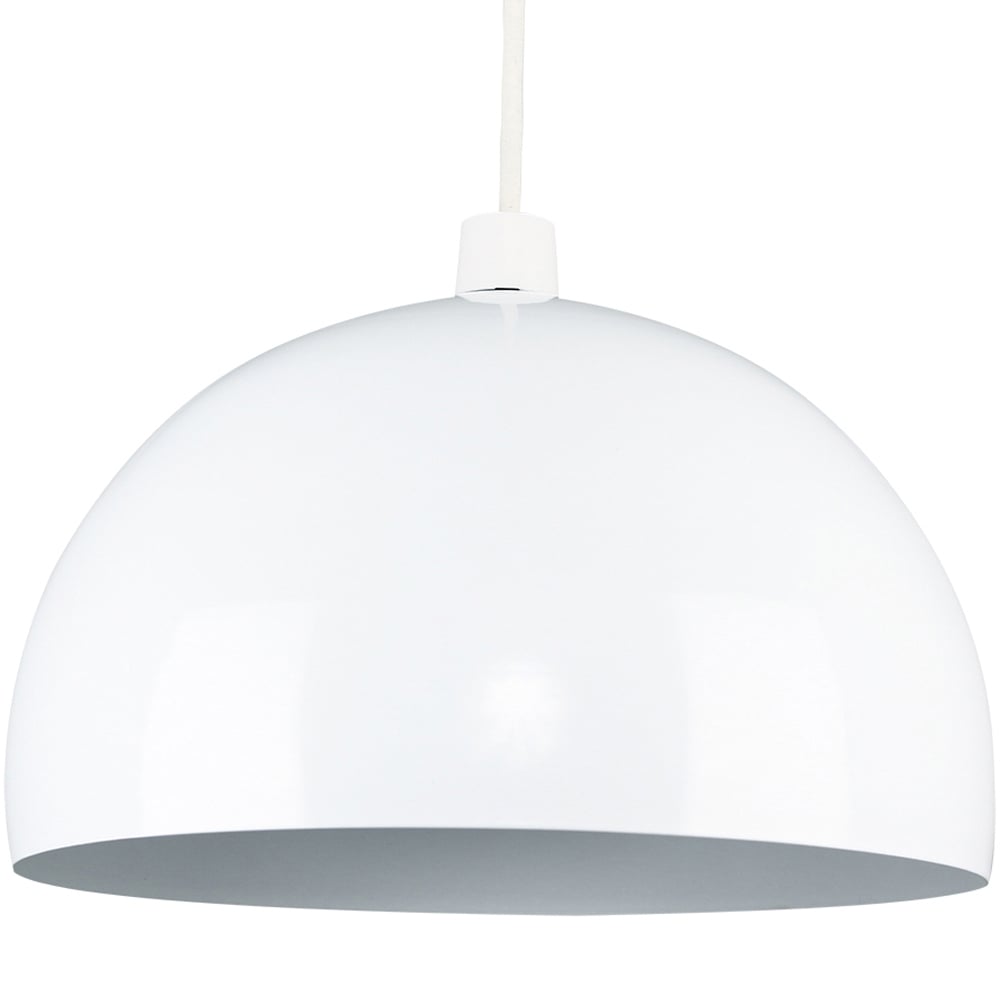 ValueLights Curva Gloss White Metal Dome Pendant Shade Image 1