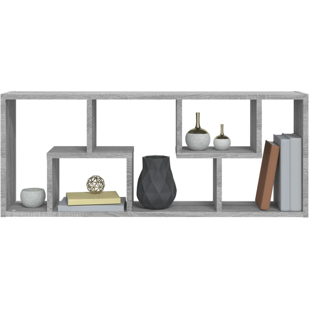 vidaXL 7 Shelf Grey Sonoma Floating Wall Shelf Image 6