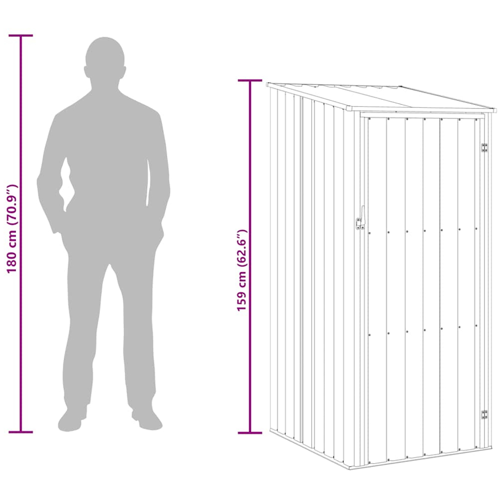 vidaXL 2.8 x 3.2ft Anthracite Galvanised Steel Pent Garden Shed Image 7