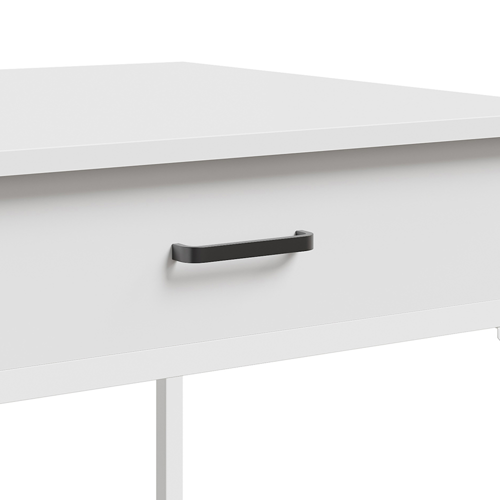 Living and Home Single Drawer White Bar Table with Built-In Charging Station Image 8