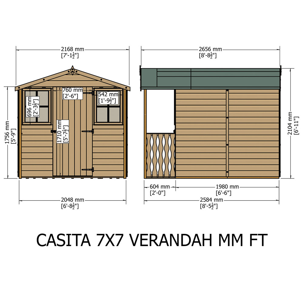 Shire Casita 7 x 9ft Wooden Shiplap Shed with Veranda Image 3