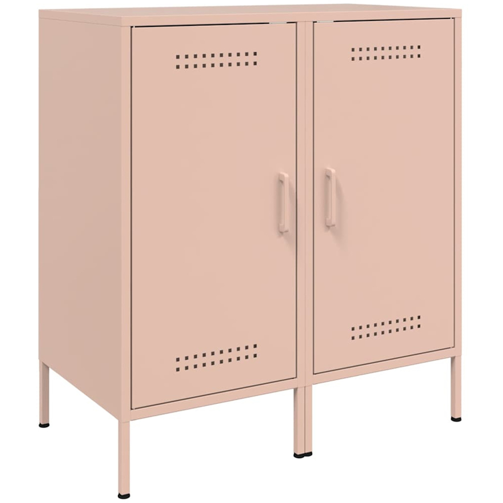 vidaXL Single Door Pink Metal Sideboard Set of 2 Image 2