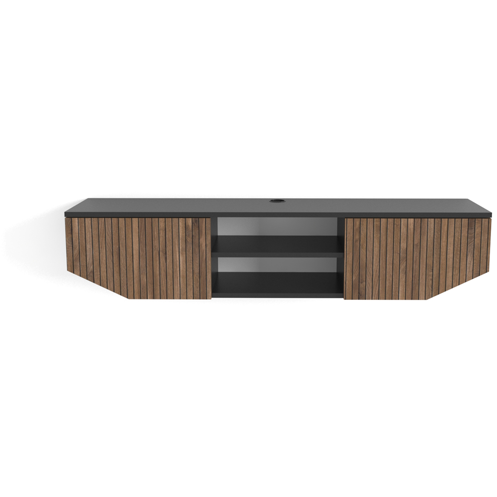 Decorotika Hera 2 Door 2 Shelf Black Alina Wall Mounted TV Unit Image 3