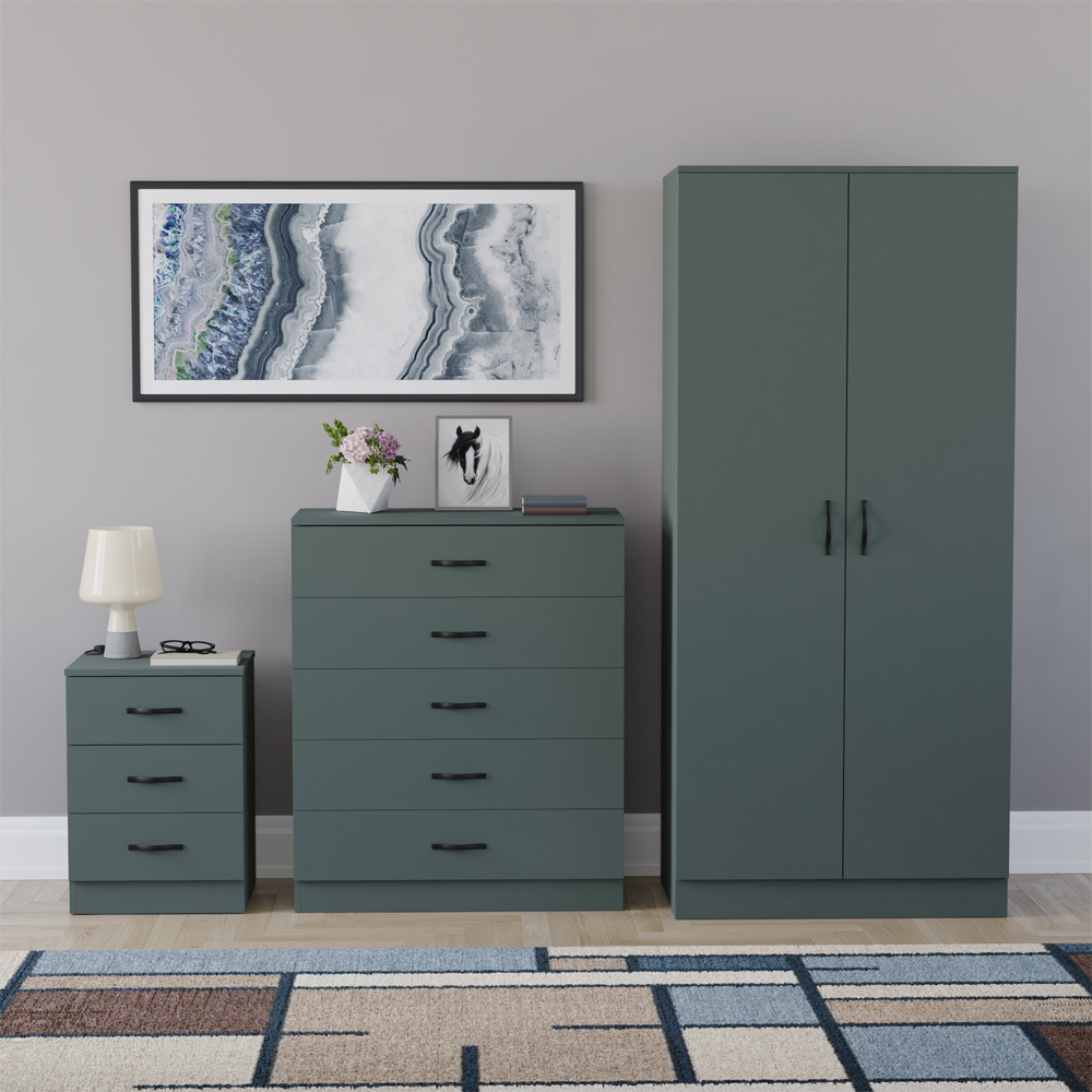 VIDA DESIGNS Riano Green 3 Piece Bedroom Furniture Set Image 2