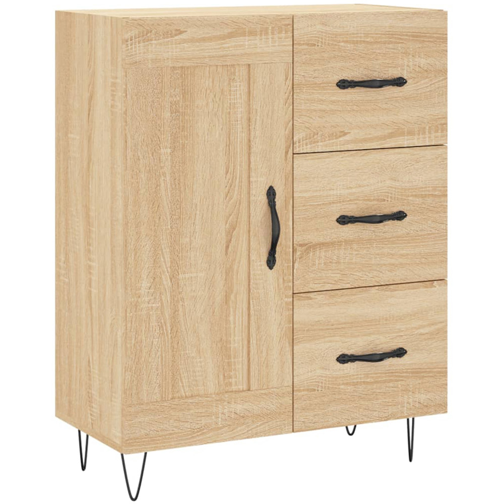 vidaXL Single Door 3 Drawer Sonoma Oak Sideboard Image 2