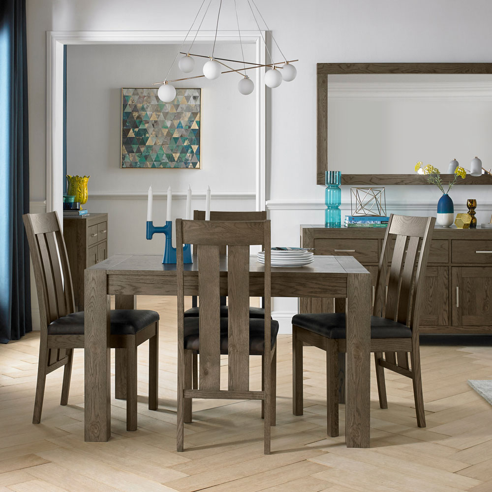 Bentley Designs Turin Set of 2 Dark Oak Old West Vintage Slatted Back Chair Image 5