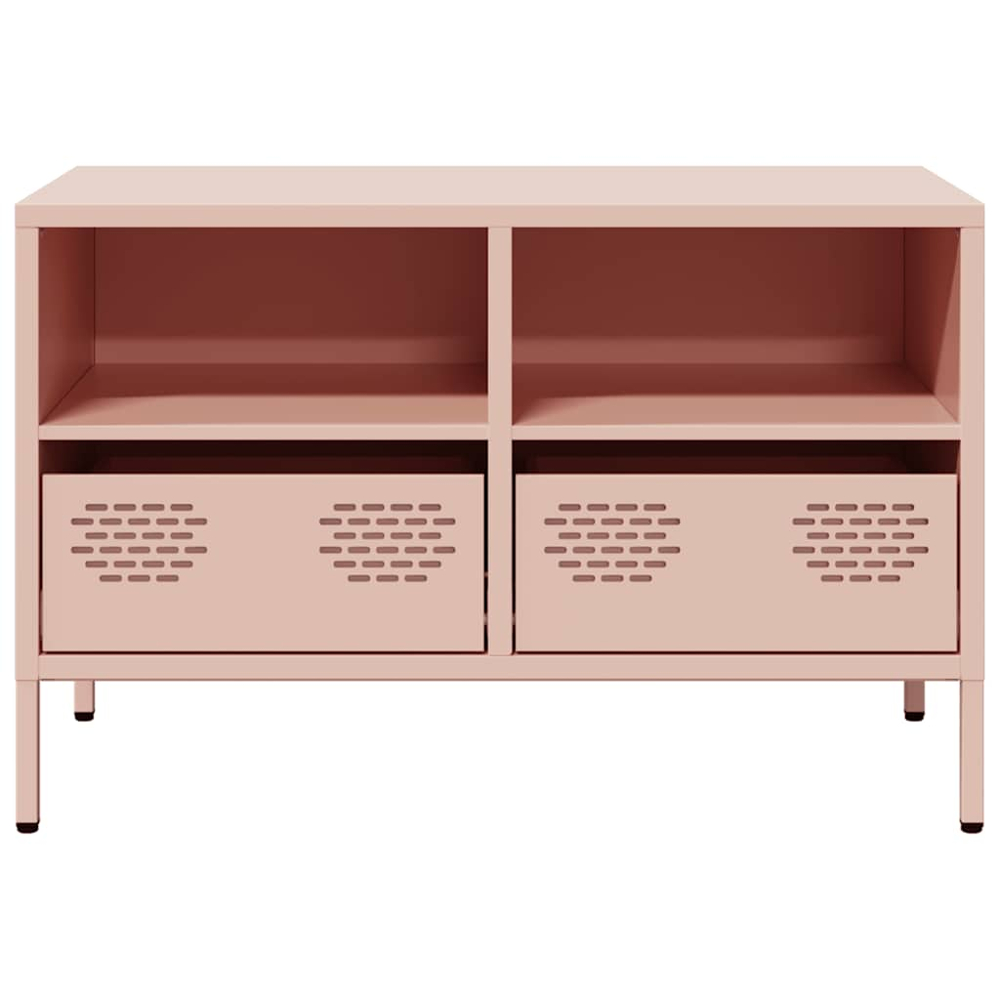 vidaXL 2 Drawer 2 Shelf Pink Steel Industrial Style TV Cabinet Image 3