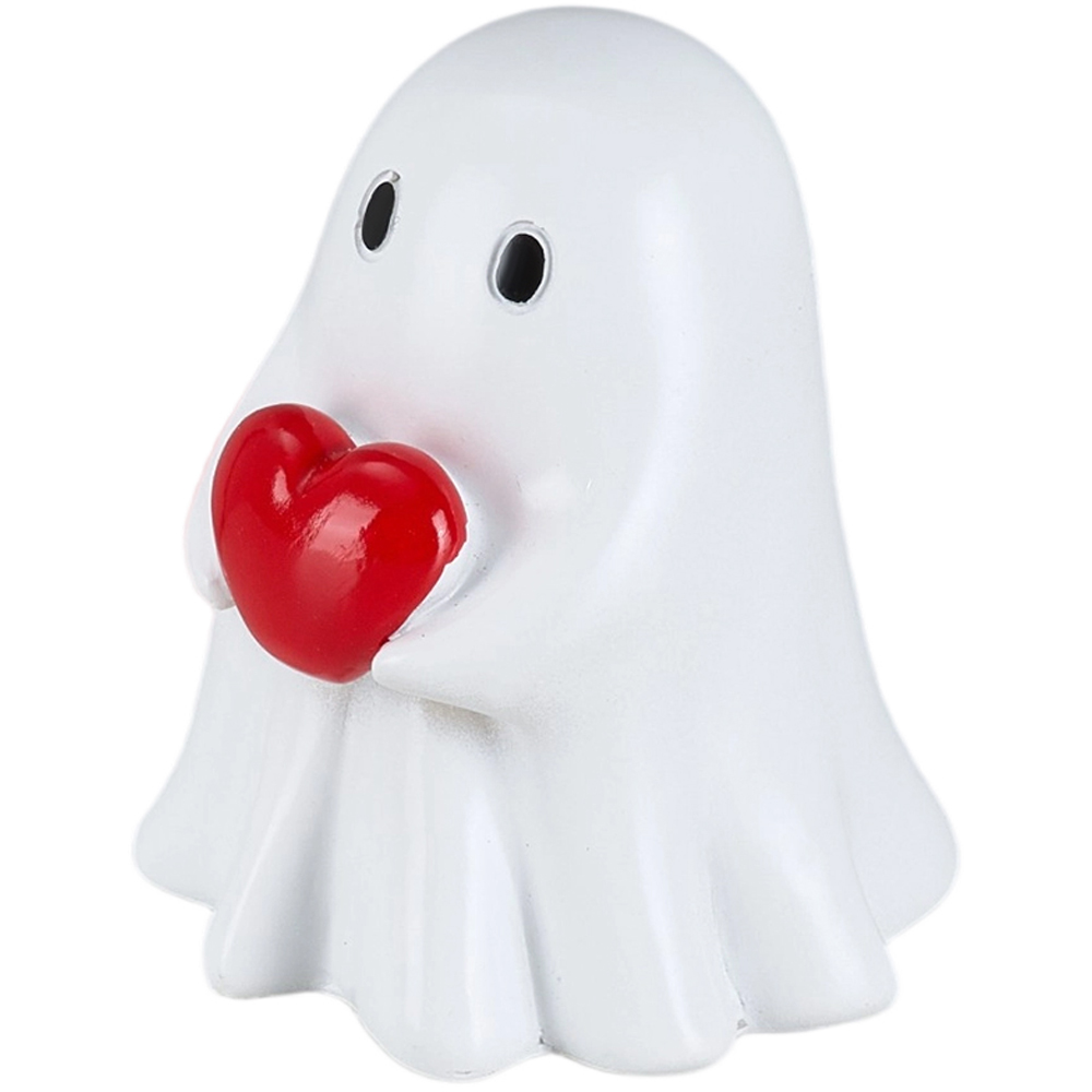 Living and Home White Eerie Ghost Holding Heart Halloween Figurine Ornament Image 1