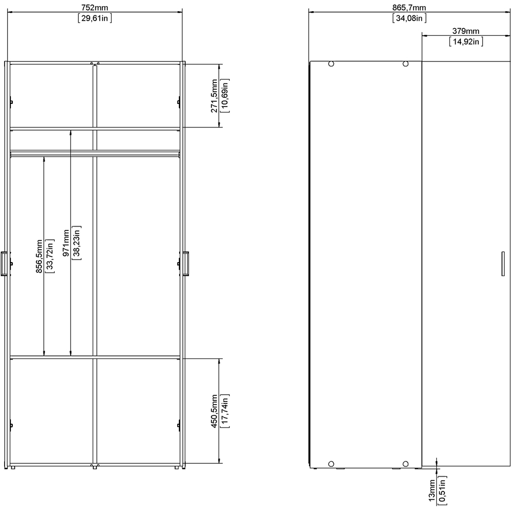 Florence Space 2 Door White Wardrobe Image 8
