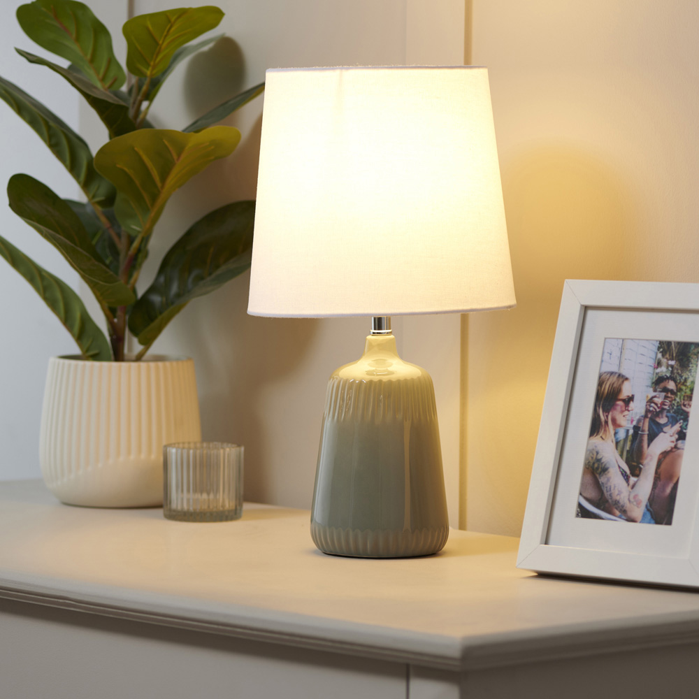 Wilko Grey Ceramic Dash Table Lamp Image 6