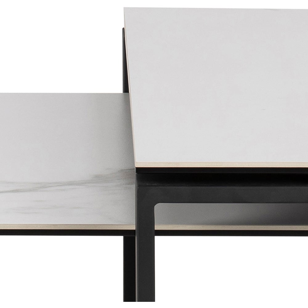 Florence Katrine White Ceramic Akranes Top Coffee Table Set of 2 Image 7