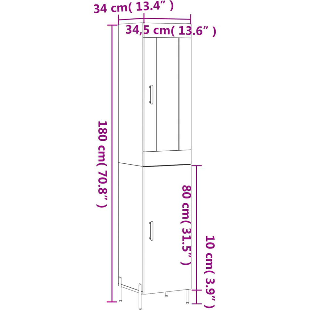 vidaXL 2 Door Concrete Grey Highboard Image 6
