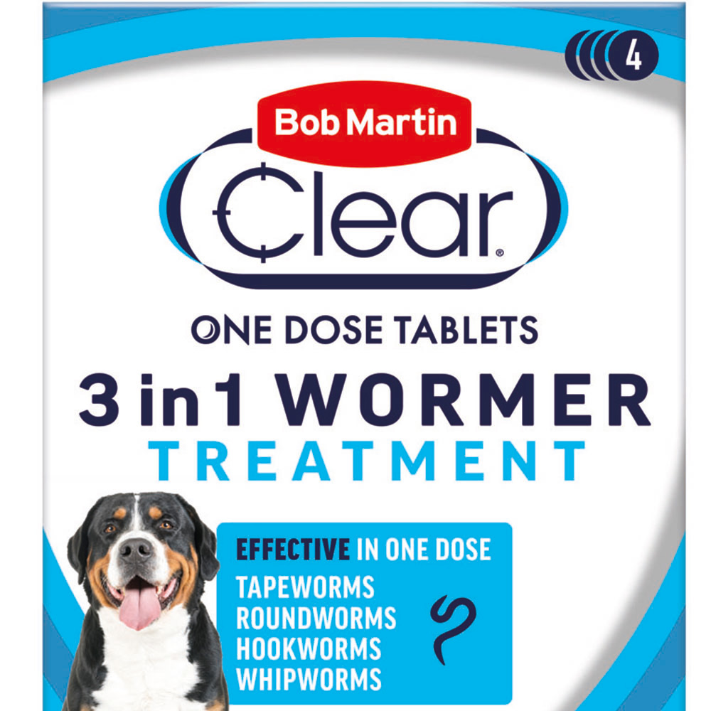 Bob Martin Clear 3 in 1 Dewormer Dogs - 4 Tablets Image 2