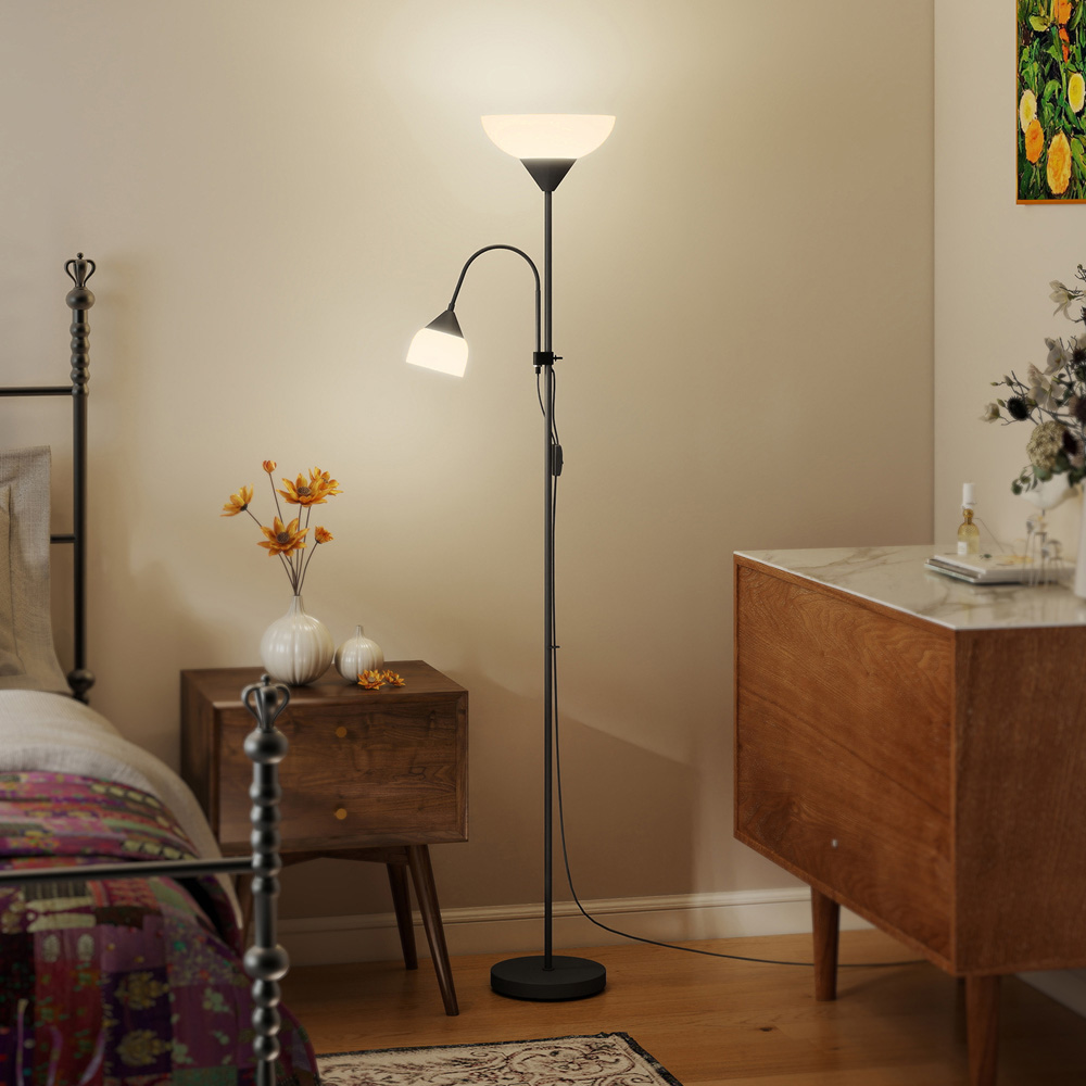 HOMCOM 2 Way Mother Child Floor Lamp with 2 Switches and Round Base Image 4
